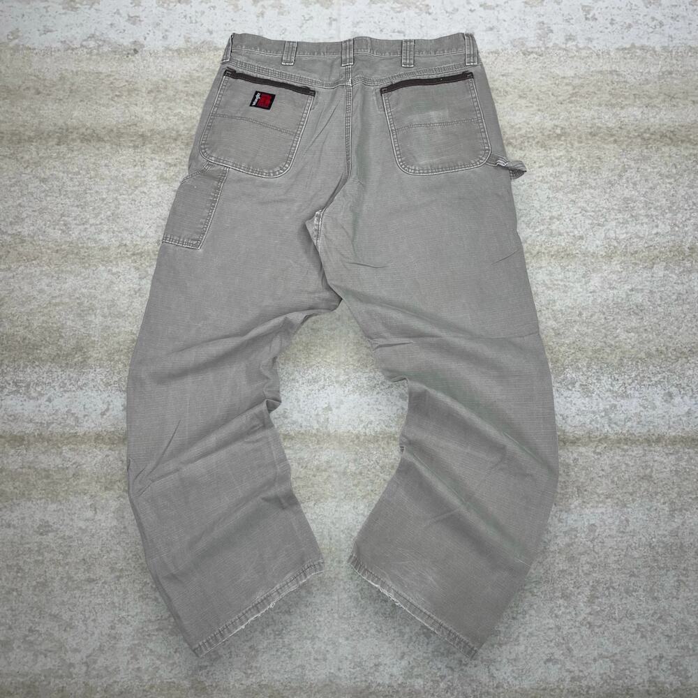 Vintage Y2K Wrangler Riggs Carpenter Pants 36x34 Baggy Fit Tan Canvas Dunagrees